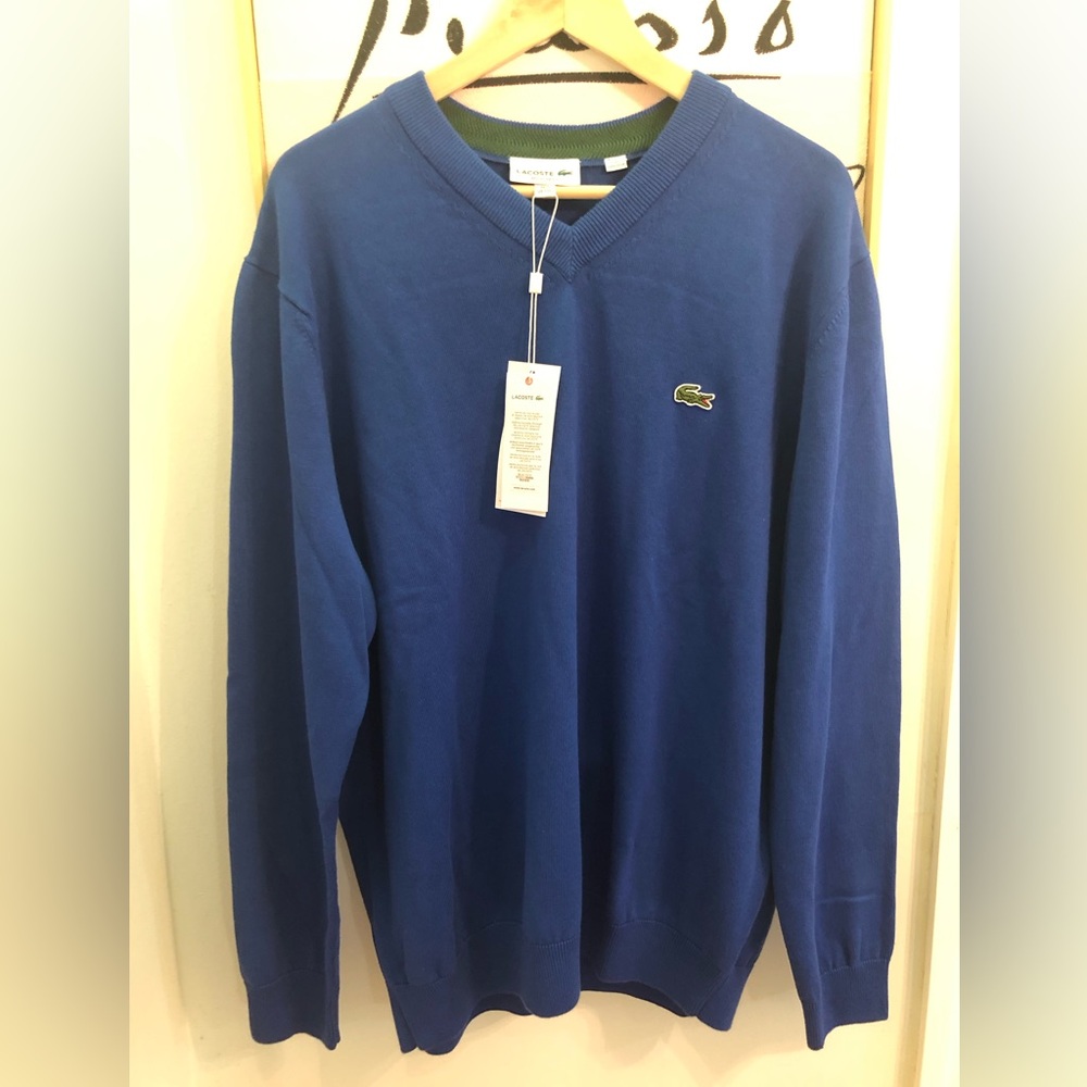 Lacoste Men’s V-neck Sweater XXL Blue